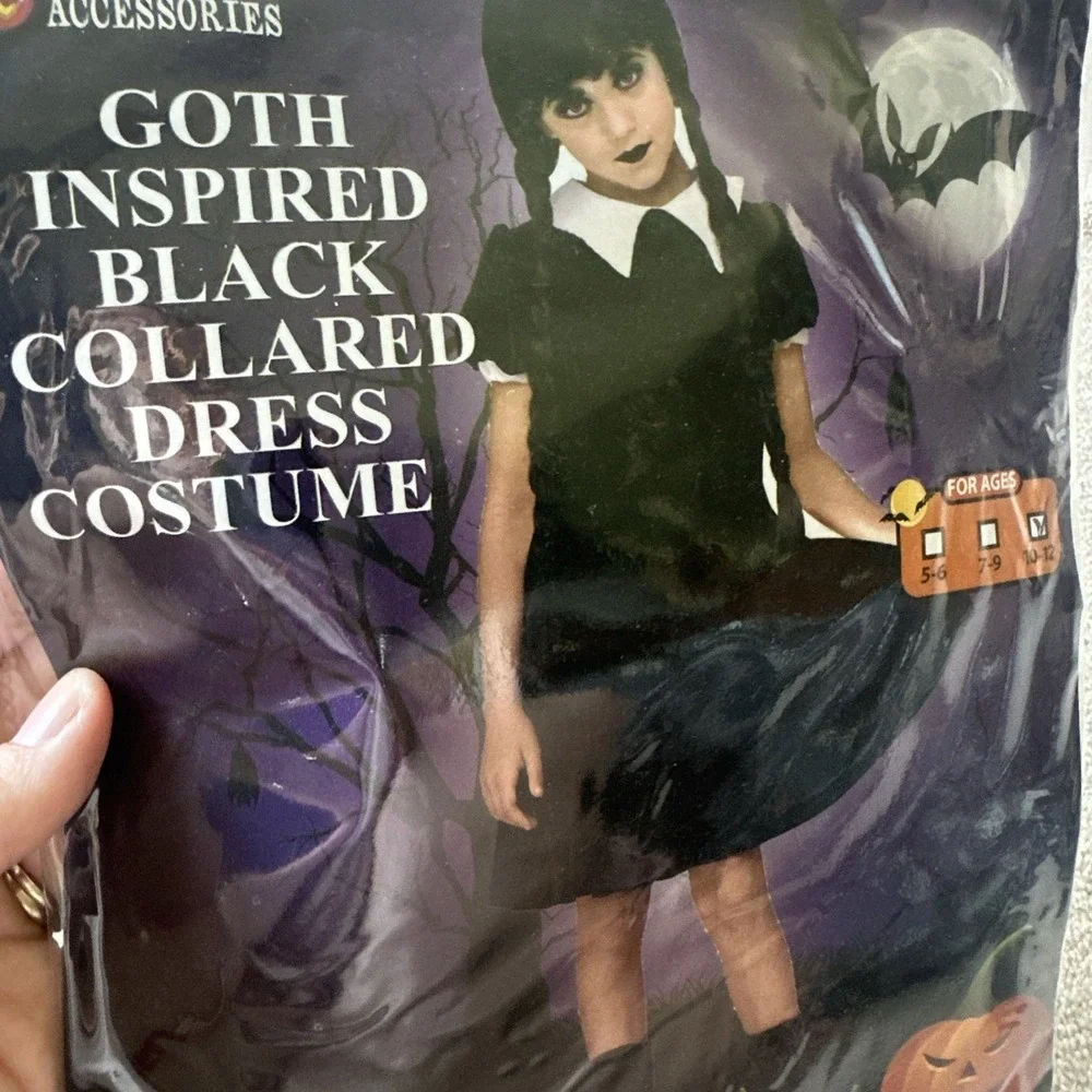Halloween Accessories ~ Goth Inspired Wednesday Adams Costume Ages‎ 10-12~ New
